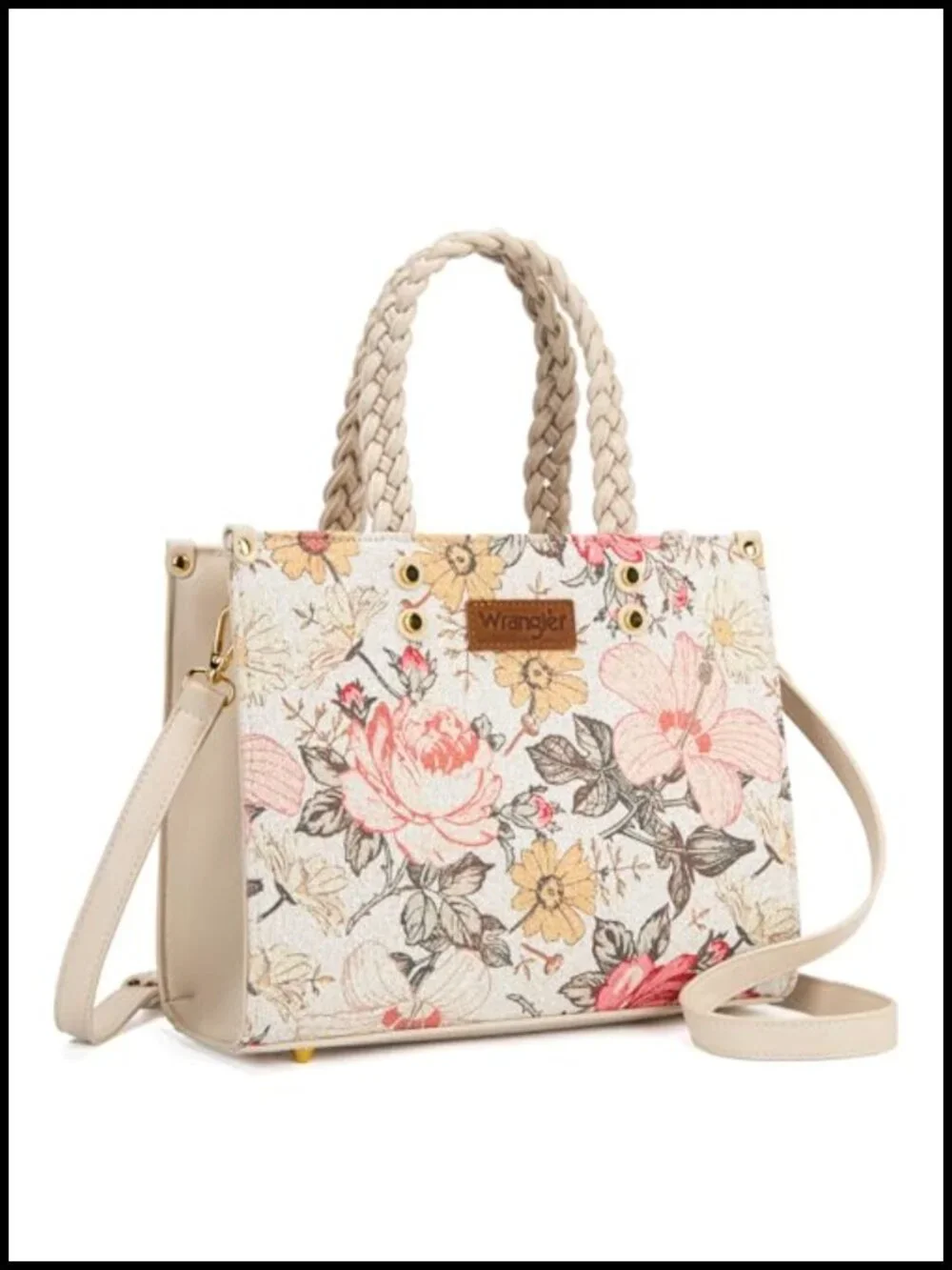Wrangler Floral Tote Bag with Detachable Strap Faux Leather Purse